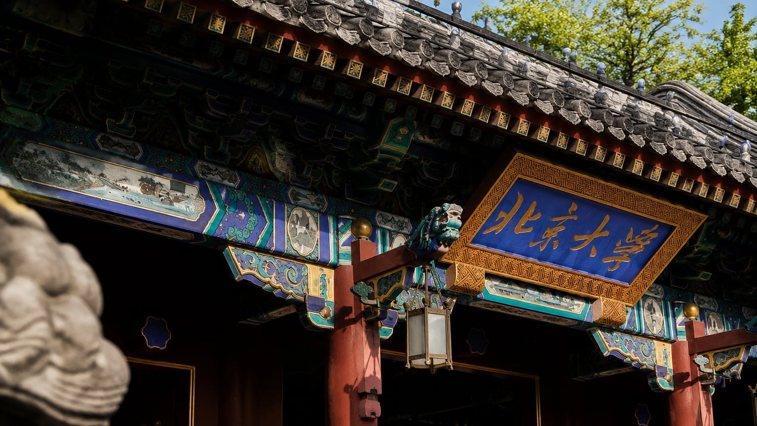 Peking University gate and plaque featured in the PKU PIONEER company film
